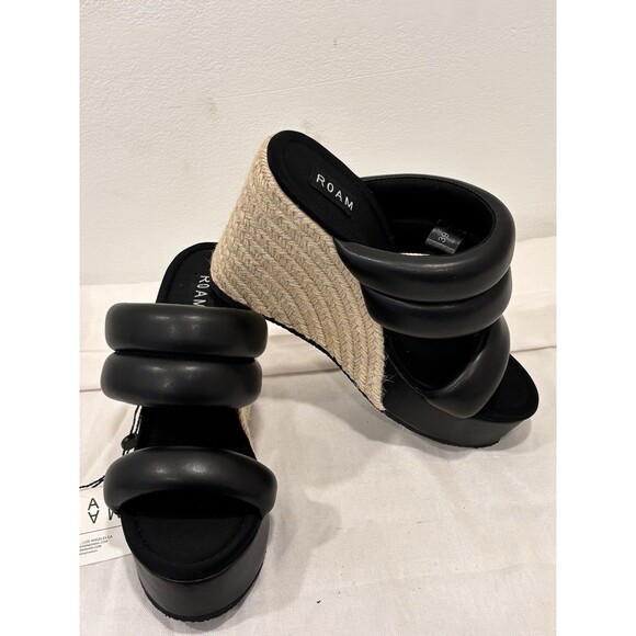 Shoes - ROAM Black Platform Espadrille Wedge Slide Sandals Women’s Size 39 Padded Strap
